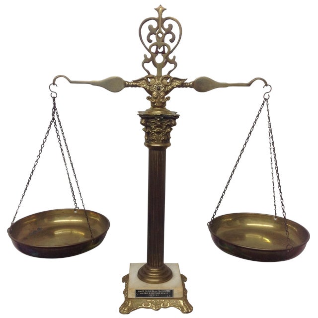 Mid Century Greek Brass Counterbalance Scale Chairish