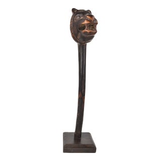 Early 20th Century Makonde Lion Staff On Custom Stand Tanzania For Sale