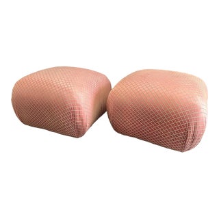 Vintage 1980s Upholstered Pouf Ottomans - a Pair For Sale