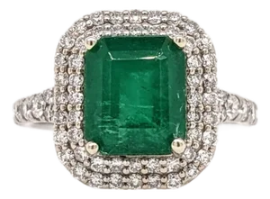 2.3ct Zambian Emerald Ring With Diamond Accents: Solid 14k Gold, 8x7mm, Size 6.75