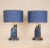 Vintage Italian Table Lamps Lapis Lazuli Marble Blue Gold Column Lamps a Pair For Sale - Image 10 of 11