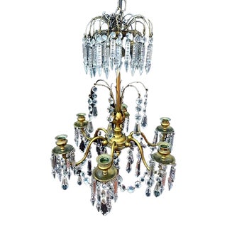 19th Century Baltic Bronze with Cut Crystal Chandelier For Sale