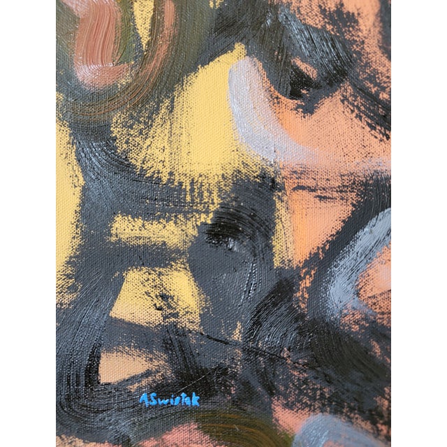 Ancient Graffiti, Large Abstract Expressionist Oil Painting by Alexandra Swistak For Sale - Image 4 of 11
