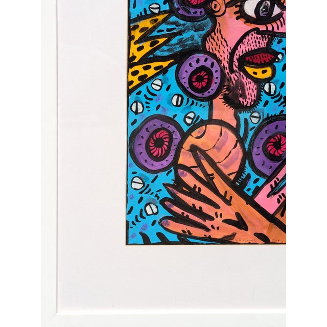 Richard Fluhr "How Old Are You?" Contemporary Colorful Pink and Blue Figurative Abstract, 2014 For Sale In Houston - Image 6 of 9