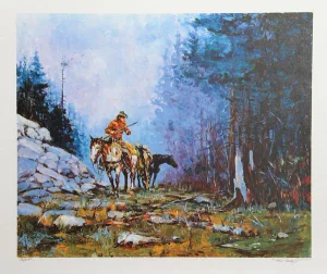 Noel Daggett, "A Twig Snapped," Lithograph