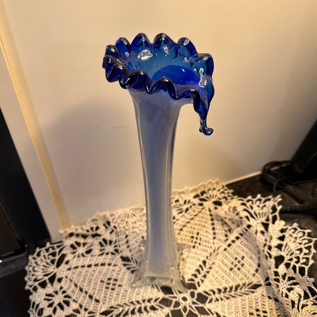 Mid Century Glass Vase With Colbert Blue Jack in the Pulpit For Sale - Image 9 of 10