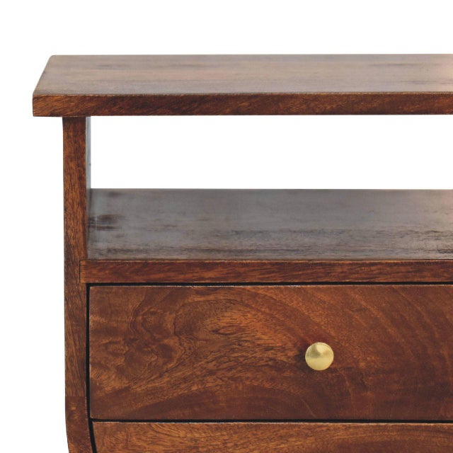 2020s Curved Chestnut Mango Wood Nightstand With Drawers For Sale - Image 5 of 8