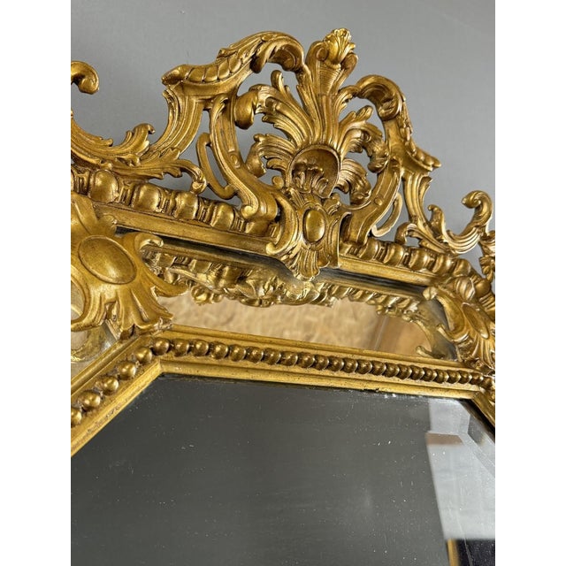 Gold Antique 19th Century Louis XV Octagonal Mirror in Richly Carved Giltwood For Sale - Image 8 of 11