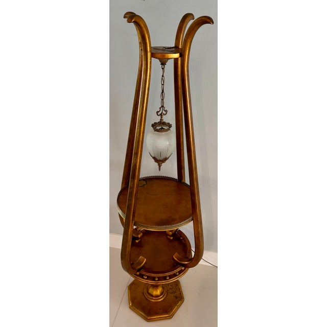 Vintage Hollywood Regency Style Floor Lamp With Built in Tier Tables For Sale In Miami - Image 6 of 8