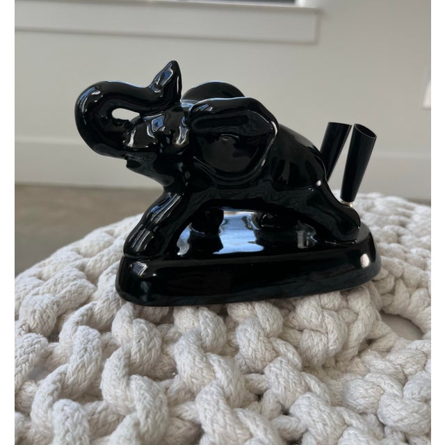 Black Mid-Century Ceramic Black Elephant Pen Holders-Set of 2 For Sale - Image 8 of 9