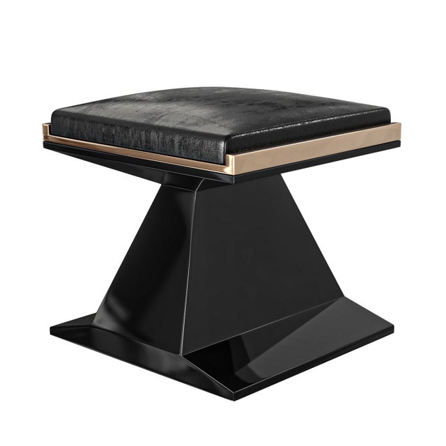 Not Yet Made - Made To Order "Amendola" Chair & Ottoman With Stainless Steel and Bronze Details For Sale - Image 5 of 6