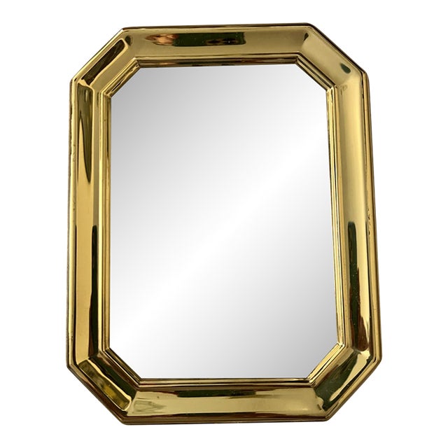 Vintage Art Deco Style Polished Brass Octagonal Picture Frame For Sale