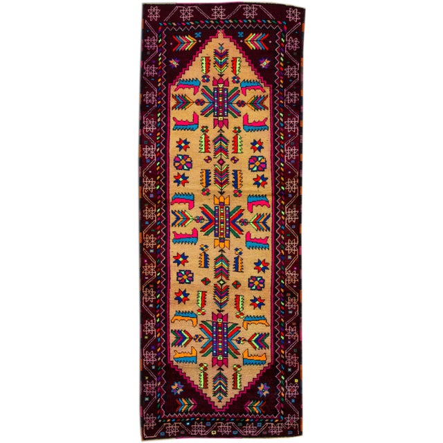 Early 20th Century Vintage Multicolored Turkish Handmade Wool Runner For Sale - Image 5 of 6