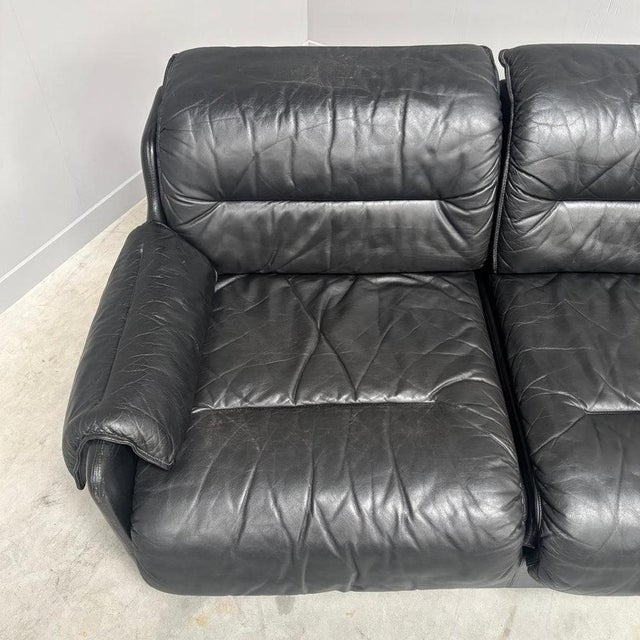 Vintage Two-Seater Sofa in Black Leather by Dreipunkt, 1970s For Sale - Image 11 of 17