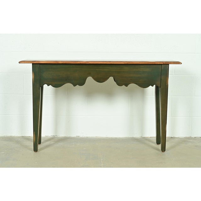 French Country Green Painted Maple Console Table or Entry Table by Virginia House For Sale - Image 11 of 12