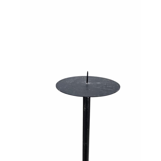 Vintage Black Iron Nail-Top Candle Stands – Set of 3 For Sale - Image 9 of 11