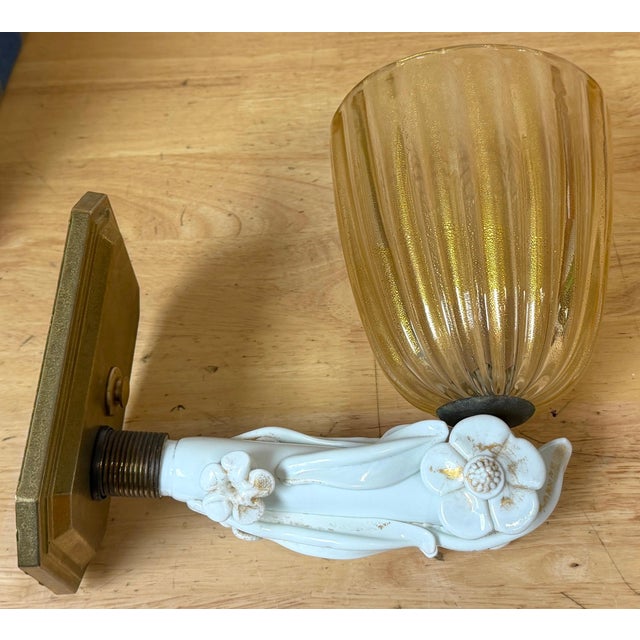 Pair Extraordinary Italian Barovier & Toso Murano Glass Floral Sconces, 1940s For Sale - Image 16 of 18