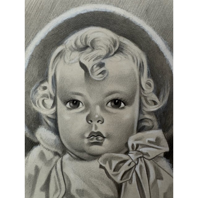 Original graphite pencil drawing by American artist and illustrator Theodore E. Schrock (1879–1952), depicting a young...