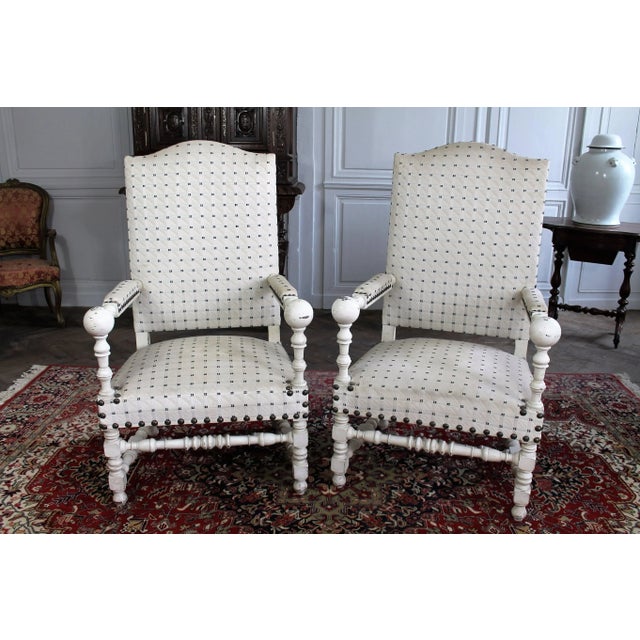 Forest Green Set of 19th Century Louis XIII Style Armchairs, 1860 For Sale - Image 8 of 9