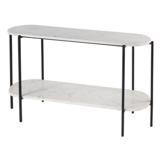 Renaldo 49.5 in. W Elongated Marble and Iron 2-Tier Console Table, Metalworks For Sale