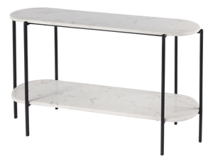 Renaldo 49.5 in. W Elongated Marble and Iron 2-Tier Console Table, Metalworks