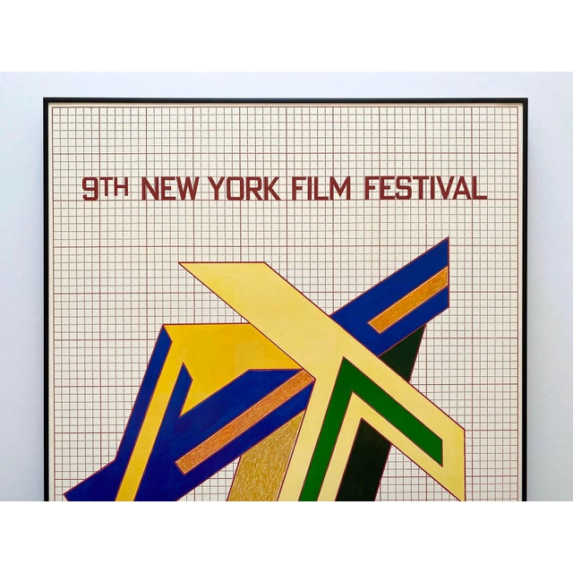 This Frank Stella very rare vintage 1971 Mid Century Modernist offset lithograph print custom framed extra large " 9th New...
