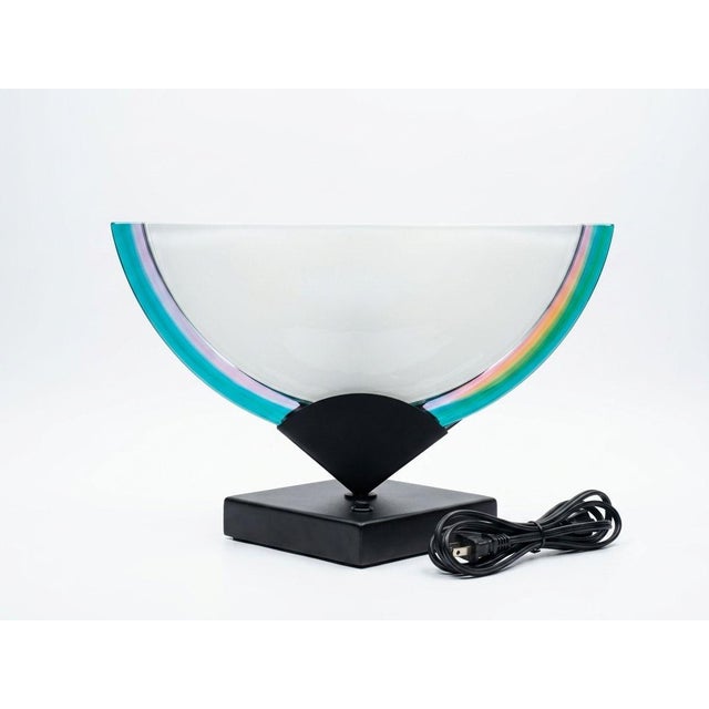 Vintage Murano Glass Table Lamp, 1980s, in Very Good conditions. Designed 1980 to 1989 European Plug (up to 250V).The...