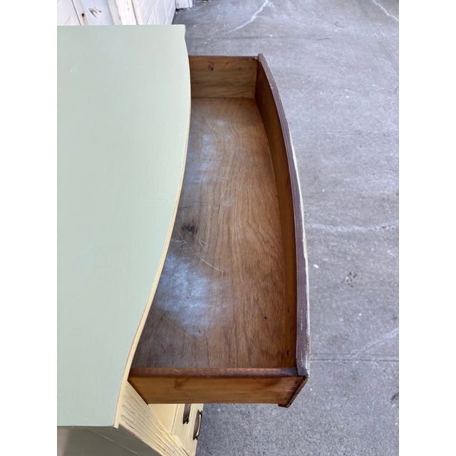 Painted Vintage Dresser | Cottage Style Chest of Drawers | Farmhouse Tall Dresser | Green Bedroom Storage | Shabby Chic Four Drawer Chest For Sale - Image 9 of 12