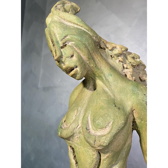 Forest Green Terracotta Sculpture Ceccardi the Mermaid Metamorphosis, 1974 For Sale - Image 8 of 14
