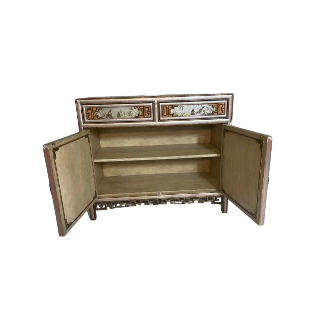Mid 20th Century Chinoiserie Painted Wood and Mirrored Glass Chest For Sale - Image 6 of 10