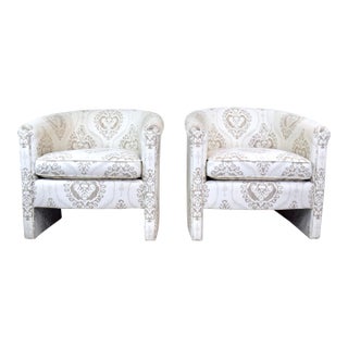 20th Century Modern Tub Club Chairs, Upholstered Pair For Sale