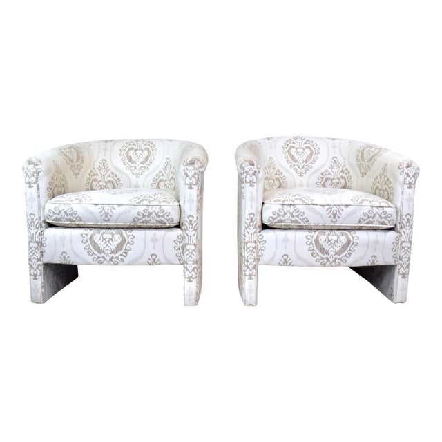 20th Century Modern Tub Club Chairs, Upholstered Pair For Sale
