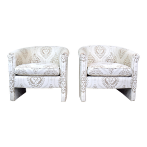 20th Century Modern Tub Club Chairs, Upholstered Pair