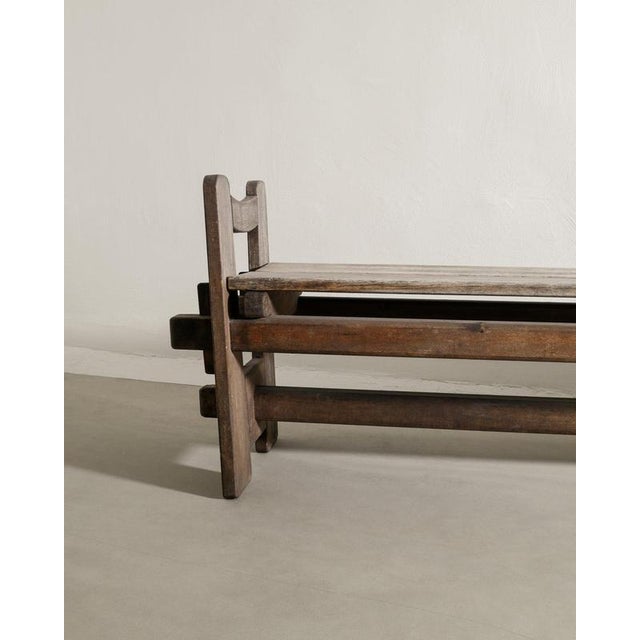 Rare and early swedish modern wooden bench in stained and patinated pine model "skoga" by axel einar hjorth produced by...