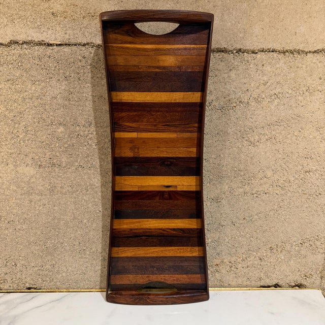 Mid-Century Modern Don Shoemaker for Señal Exotic Wood Serving Tray For Sale - Image 12 of 12