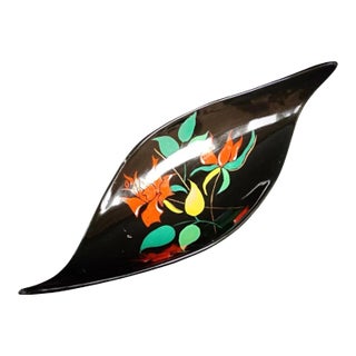 Vintage 1950 Longwy Bagatelle Hand-Painted Floral Platter/Tray For Sale