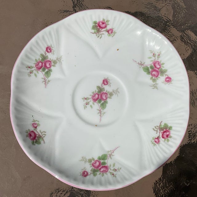Ceramic 1940s Shelley Bridal Rose Teacups and Saucers Set- 4 Pieces For Sale - Image 7 of 7