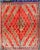 Textile Mid 20th Century Midcentury Moroccan Rug With Orange, Red, Brown Diamonds and Blue Fringe Detail For Sale - Image 7 of 7