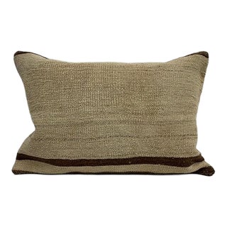Turkish Hemp Pillow Cushion Natural Beige Brown Pillow Cushion Cover 16" x 24" For Sale