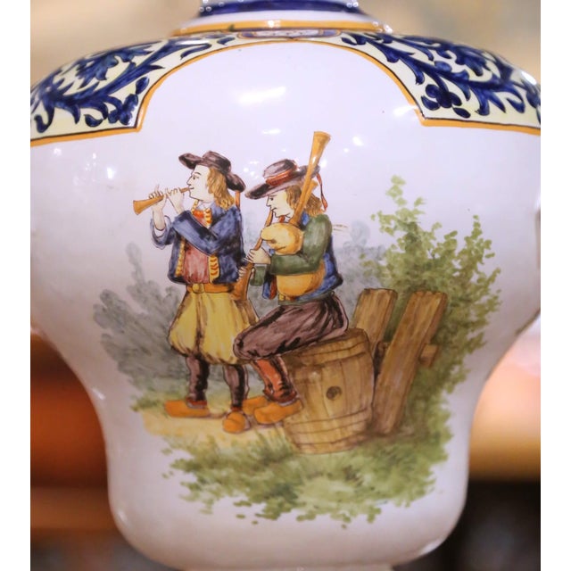 Large Pair of 19th Century French Desvres Faience Urns With Twisted Handles For Sale - Image 10 of 17