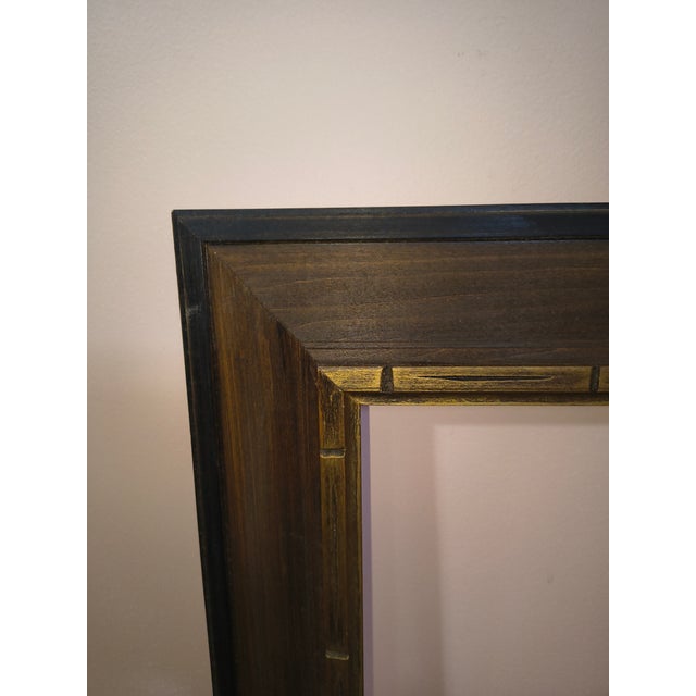 Mid Century Walnut Frame With Gold Border. Fits 12"/18" Painting For Sale - Image 4 of 6
