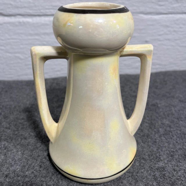 Mid 20th Century Mid 20th Century Vintage Art Deco Lusterware Czech Pottery Vase For Sale - Image 5 of 9