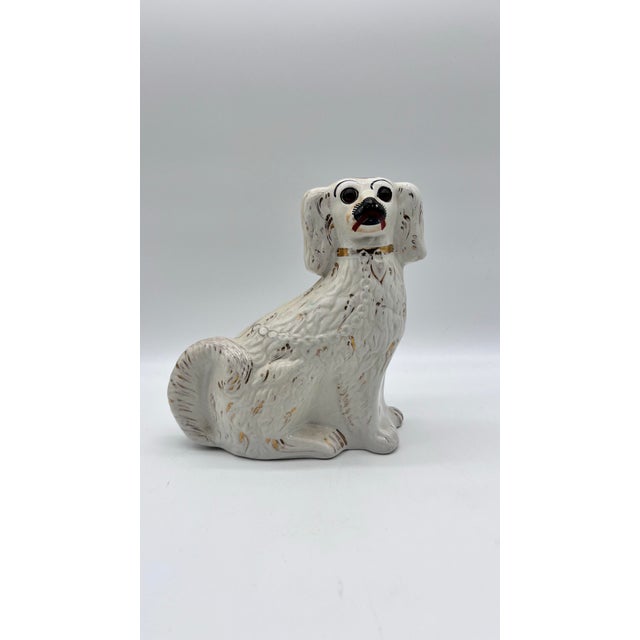 White Antique English Staffordshire Spaniel Dog, Circa 1850's For Sale - Image 8 of 12