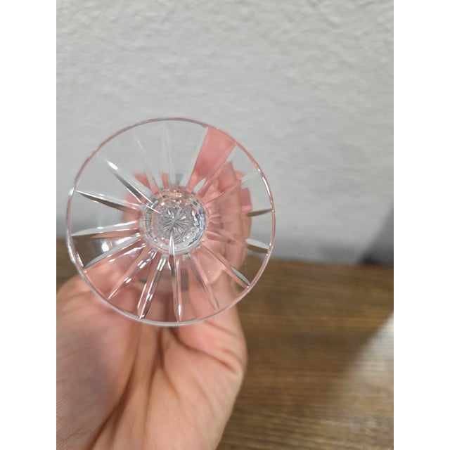 Glass Vintage American Brilliant Style Cut Crystal Cordial Glass With Starburst Base & Hexagonal Stem - Set of 4 For Sale - Image 7 of 11