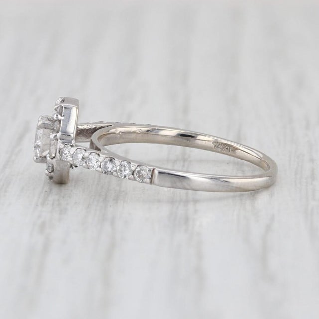 0.75ctw Round Diamond Halo Engagement Ring 14k White Gold Size 6.5 Cathedral For Sale In Greensboro - Image 6 of 8