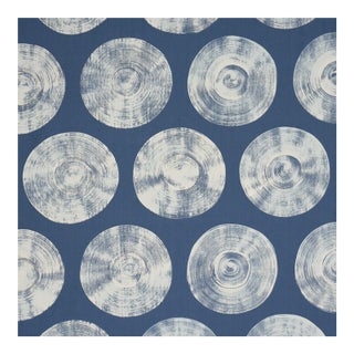 Schumacher Painted Circles Fabric in Indigo For Sale
