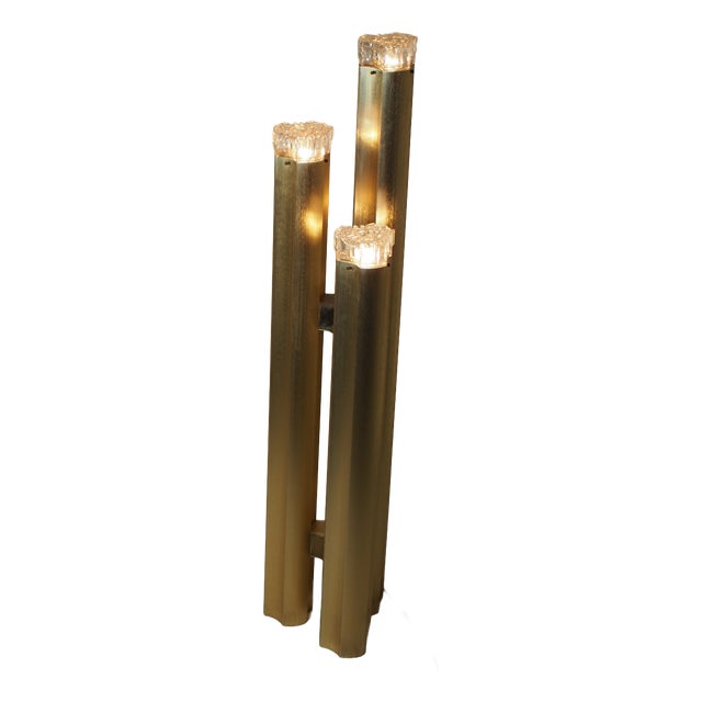 Three Towers Brass Standing Lamp by Gaetano Sciolari, Italy, 1970s For Sale