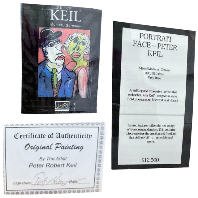 Late 20th Century Peter Keil “Portrait Face” Original Mixed Media on Canvas, 30" X 40" For Sale In New York - Image 6 of 8