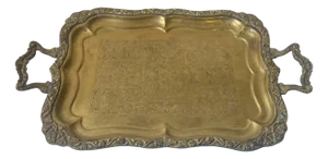 Vintage Egyptian Serving Tray in Engraved Brass, 1950s