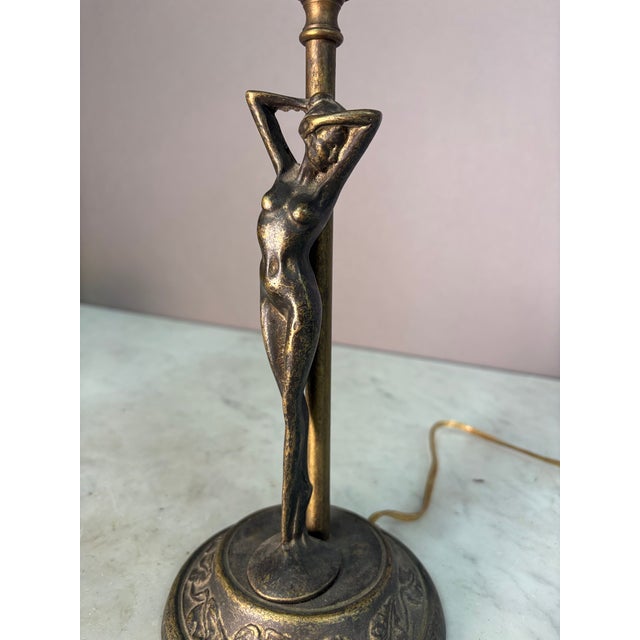 1920s Bronze Woman Figure Globe Light Lamp For Sale In New York - Image 6 of 9